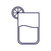 copo de coquetel com desenho de vetor de ícone de estilo de linha de limão