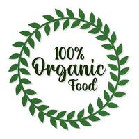 100 letras de porcentagem de alimentos orgânicos no centro vetor