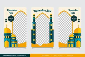 Ramadã venda social meios de comunicação histórias bandeira desconto modelo Projeto com mesquita ilustração vetor