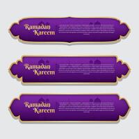 Ramadã kareem islâmico bandeira rótulo conjunto modelo vetor