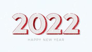 feliz ano novo 2022 texto com design com queda de neve branca vetor