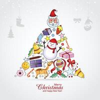decorativo Natal conjunto do ícones árvore feriado cartão fundo vetor