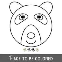 cara de urso engraçado para ser colorido, o livro de colorir para crianças pré-escolares com nível de jogo educacional fácil, médio. vetor