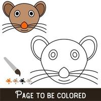 cara engraçada do mouse para ser colorida, o livro de colorir para crianças pré-escolares com nível de jogo educacional fácil. vetor