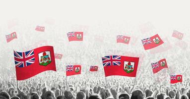 abstrato multidão com bandeira do Bermudas. povos protesto, revolução, greve e demonstração com bandeira do Bermudas. vetor