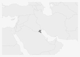 mapa do meio leste com em destaque Kuwait mapa vetor