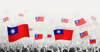 abstrato multidão com bandeira do Taiwan. povos protesto, revolução, greve e demonstração com bandeira do Taiwan. vetor
