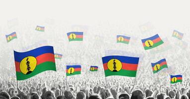 abstrato multidão com bandeira do Novo Caledônia. povos protesto, revolução, greve e demonstração com bandeira do Novo Caledônia. vetor