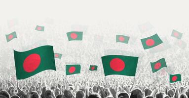 abstrato multidão com bandeira do Bangladesh. povos protesto, revolução, greve e demonstração com bandeira do Bangladesh. vetor