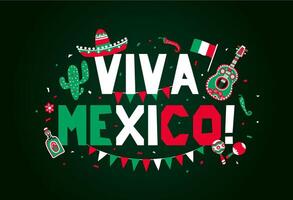 Viva México bandeira para mexicano independência dia vetor