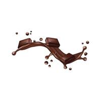 salpicos de chocolate realista café onda marrom bebidas isolado cacau fluxo choco barras elemento marrom cacau chocolate onda respingo ilustração vetor
