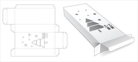 lata e caixa comprida com janela de natal recortada modelo vetor