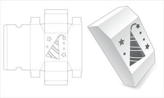 caixa chanfrada com modelo recortado de janela de chapéu de festa vetor