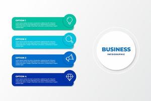 lista e opções de design de modelo de infográfico. conceito de infográfico de negócios para apresentações, banner, layout de fluxo de trabalho, diagrama de processo, fluxograma e como funciona vetor