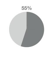 55 por cento pizza gráfico. informativo gráfico vetor, percentagem, finança, lucro e quantidade conceito isolado em branco fundo vetor