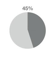45 por cento pizza gráfico. informativo gráfico vetor, percentagem, finança, lucro e quantidade conceito isolado em branco fundo vetor