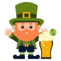 desenho animado duende com irlandês Cerveja vetor ilustração. st. patrick's dia. isolado objeto.