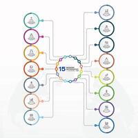 moderno infográfico com 15 passos e o negócio ícones para apresentação. vetor