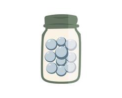 azul pílulas dentro garrafa vibrante plano cenário. perfeito para diferente cartões, têxtil, rede sites, apps vetor