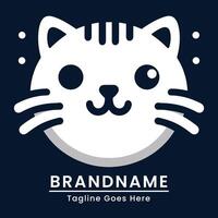 branco gato cabeça logotipo simples e plano japonês estilo fofa branco logotipo para branding vetor