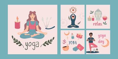 plano estilo ioga Instagram postar coleção vetor