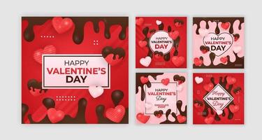 coleção de mídias sociais de chocolate para o dia dos namorados vetor