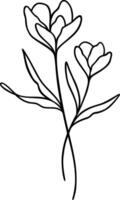 flor linha arte, botânico floral vetor ilustração