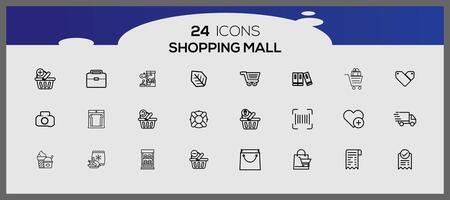 supermercado mínimo ícones definir. e-comerce ícone coleção. compras ícones. vetor