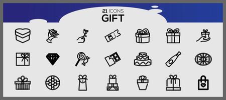 presente caixa ícone definir. conjunto do feriado caixas silhueta. aniversário celebração linha ícone pacote. vetor