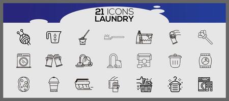 lavando ícones e lavanderia símbolos dentro plano estilo. limpar \ limpo lavanderia e secador serviço linha ícones. vetor