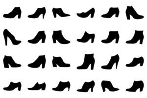 ícone conjunto do mulheres sapato silhueta vetor