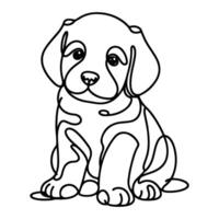 mão desenhar linha arte fofa cachorro cachorro rabisco, contínuo solteiro limpar \ limpo desenhando linha cachorro desenho animado estilo coloração livro página para criança vetor ilustração em branco fundo