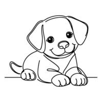 mão desenhar linha arte fofa cachorro cachorro rabisco, contínuo solteiro limpar \ limpo desenhando linha cachorro desenho animado estilo coloração livro página para criança vetor ilustração em branco fundo