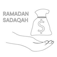 Ramadã Mubarak contínuo 1 linha arte desenhando vetor Projeto e ilustração