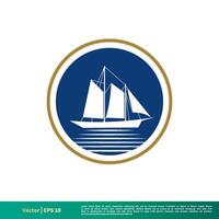 barco Navegando ícone vetor logotipo modelo ilustração Projeto. vetor eps 10.