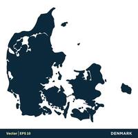 Dinamarca - Europa países mapa vetor ícone modelo ilustração Projeto. vetor eps 10.