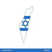 Israel - Ásia países mapa e bandeira ícone vetor logotipo modelo ilustração Projeto. vetor eps 10.