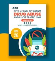 droga Abuso e tráfico vertical poster plano desenho animado mão desenhado modelos fundo ilustração vetor