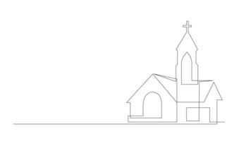 Igreja 1 linha desenhando isolado em branco fundo vetor