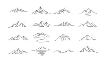 1 contínuo linha desenhando do montanha alcance panorama modelo vetor