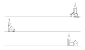 Igreja 1 linha desenhando isolado em branco fundo vetor