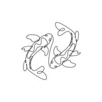koi carpa peixe em a branco fundo dentro uma contínuo solteiro linha desenhando estilo vetor