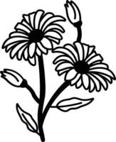 margarida flor glifo e linha vetor ilustração