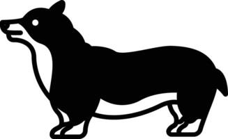 Pembroke galês corgi cachorro glifo e linha vetor ilustração