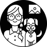 menina e cachorro glifo e linha vetor ilustração