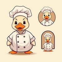 fofa chefe de cozinha Pato logotipo ou mascote vetor