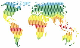 hexágono forma mundo mapa em branco fundo. vetor