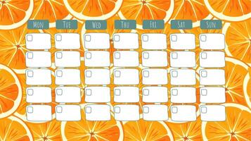 vetor laranja fatias mão desenhado por mês planejador