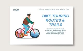 bicicleta excursão rotas e trilhas aterrissagem página modelo vetor