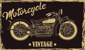 vintage motocicleta mão desenhado vetor ilustração com letras